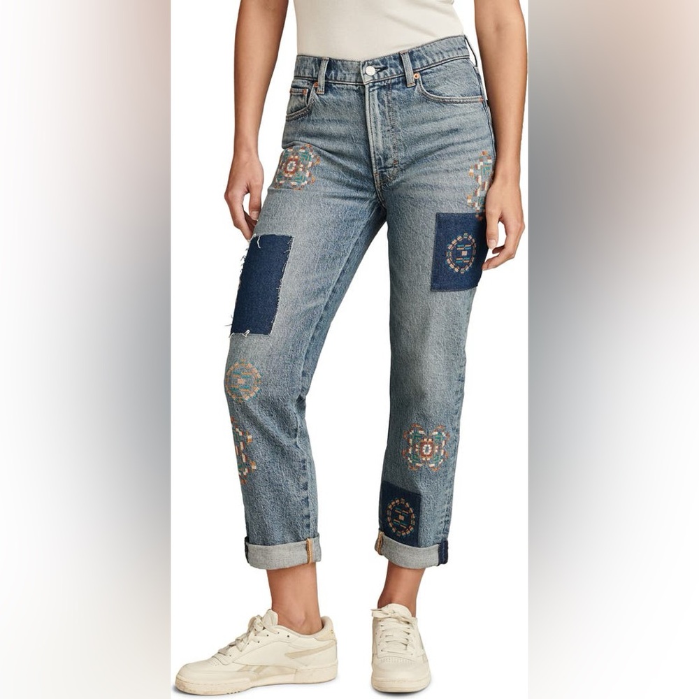 Embroidered Patchwork Jeans